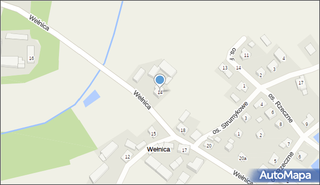 Wełnica, Osiedle Wodniaków, 14, mapa Wełnica