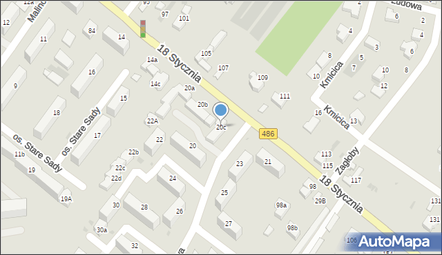 Wieluń, Osiedle Stare Sady, 20c, mapa Wieluń