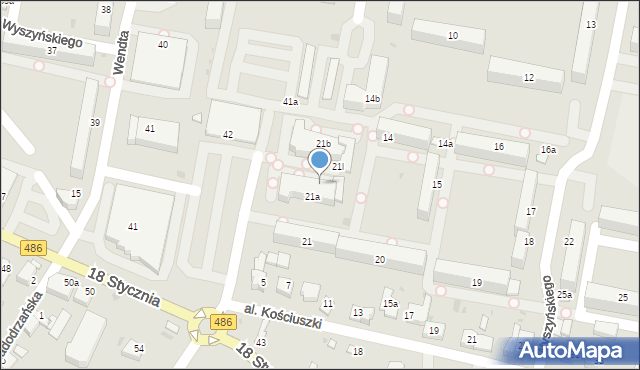 Wieluń, Osiedle Wyszyńskiego Stefana, ks. kard., 21a, mapa Wieluń