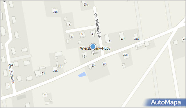 Wierzbiczany, Osiedle Wakacyjne, 3, mapa Wierzbiczany