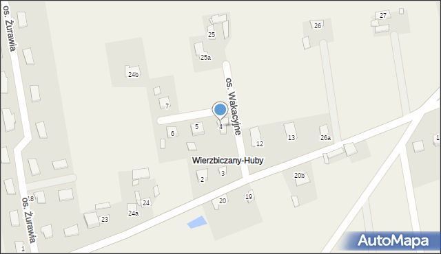 Wierzbiczany, Osiedle Wakacyjne, 4, mapa Wierzbiczany