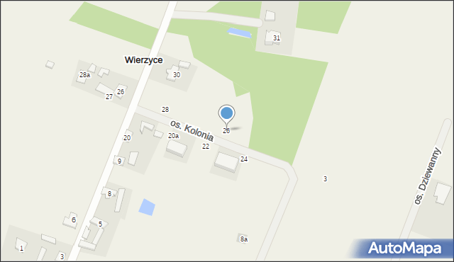 Wierzyce, Osiedle Kolonia, 26, mapa Wierzyce