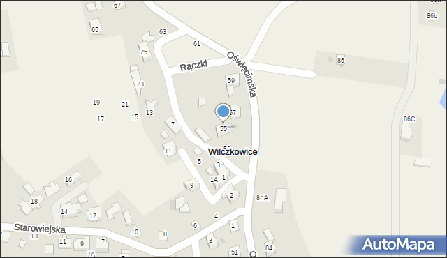 Wilczkowice, Oświęcimska, 55, mapa Wilczkowice