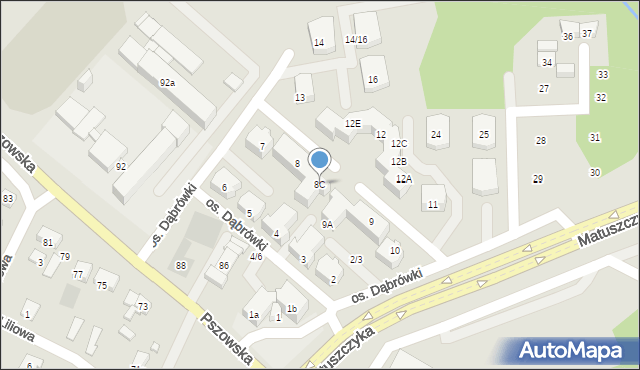 Wodzisław Śląski, Osiedle Dąbrówki, 8C, mapa Wodzisławia Śląskiego