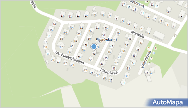 Wolbrom, Osiedle Łukasińskiego, 54, mapa Wolbrom