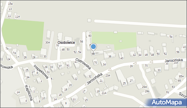 Wrocław, Ostrowska, 68, mapa Wrocławia