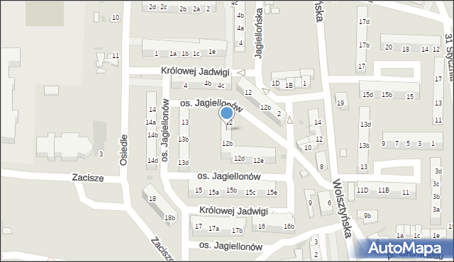 Wschowa, Osiedle Jagiellonów, 12a, mapa Wschowa