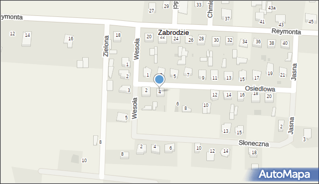 Zabrodzie, Osiedlowa, 4, mapa Zabrodzie