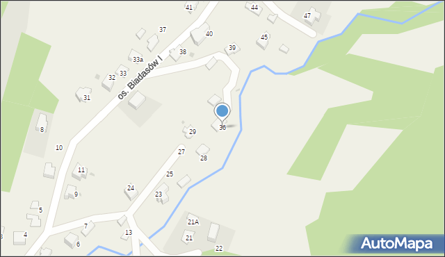 Zagórnik, Osiedle Biadasów I, 36, mapa Zagórnik