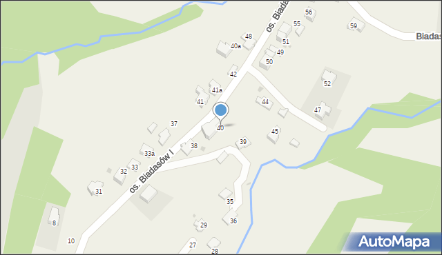 Zagórnik, Osiedle Biadasów I, 40, mapa Zagórnik