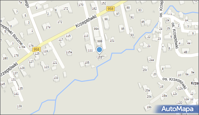 Zakopane, Osiedle Krzeptówki, 103, mapa Zakopanego