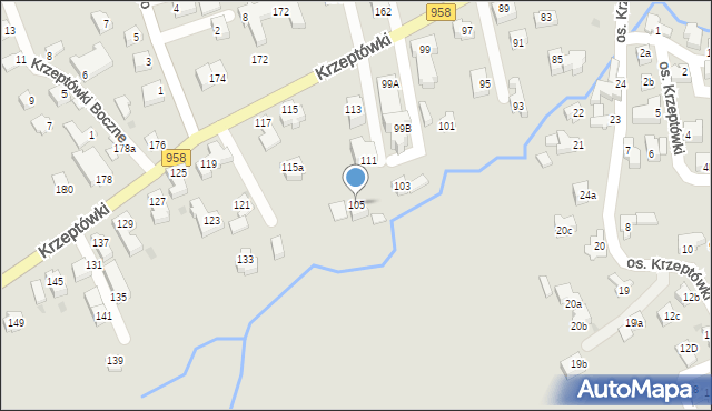 Zakopane, Osiedle Krzeptówki, 105, mapa Zakopanego