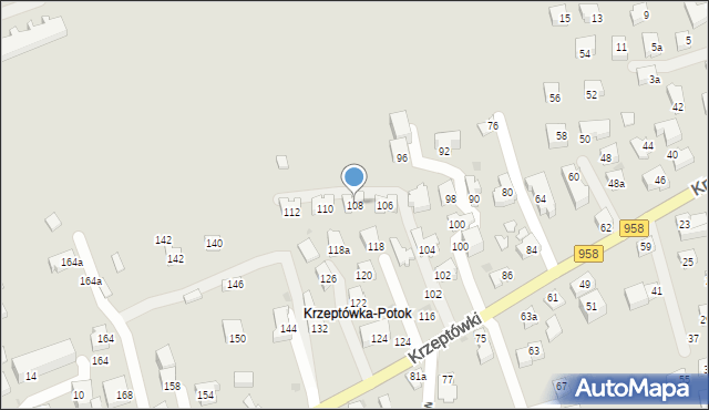 Zakopane, Osiedle Krzeptówki, 108, mapa Zakopanego