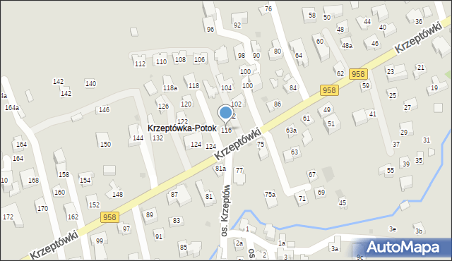 Zakopane, Osiedle Krzeptówki, 116, mapa Zakopanego