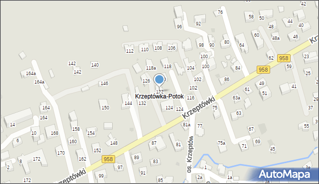 Zakopane, Osiedle Krzeptówki, 122, mapa Zakopanego