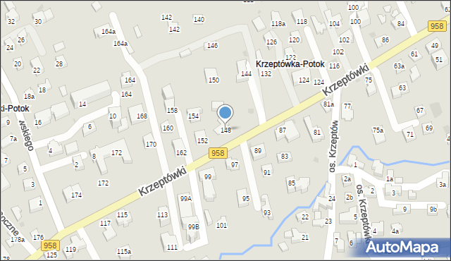 Zakopane, Osiedle Krzeptówki, 148, mapa Zakopanego