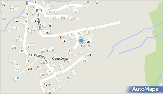 Zakopane, Osiedle Krzeptówki, 15, mapa Zakopanego