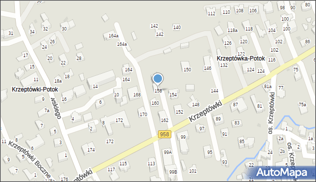 Zakopane, Osiedle Krzeptówki, 158, mapa Zakopanego