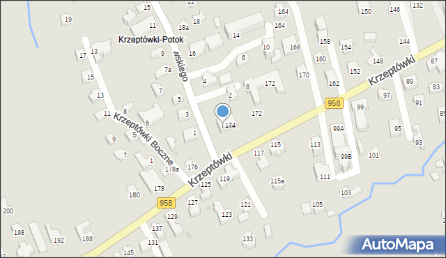 Zakopane, Osiedle Krzeptówki, 174a, mapa Zakopanego