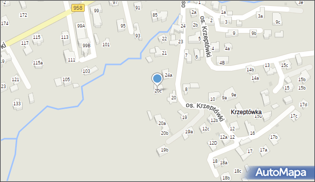 Zakopane, Osiedle Krzeptówki, 20c, mapa Zakopanego