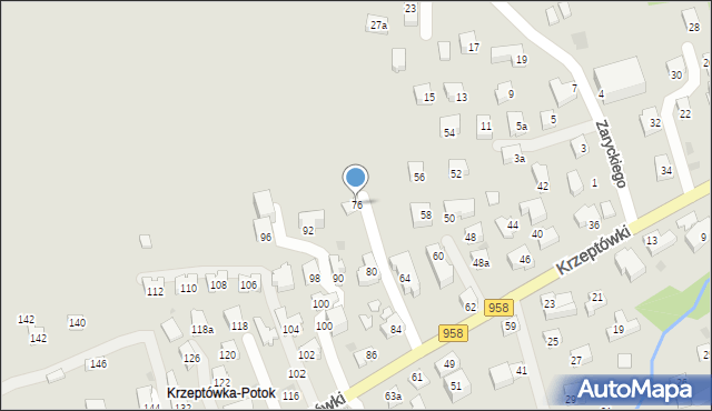 Zakopane, Osiedle Krzeptówki, 76, mapa Zakopanego