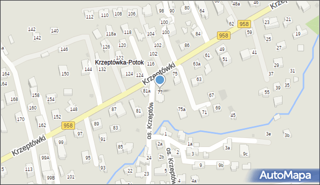 Zakopane, Osiedle Krzeptówki, 77, mapa Zakopanego