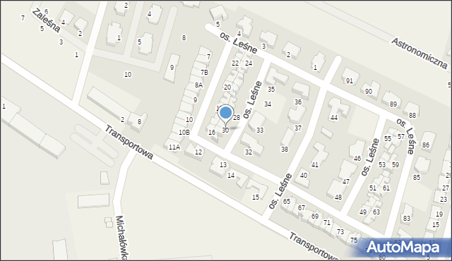 Zalasewo, Osiedle Leśne, 30, mapa Zalasewo