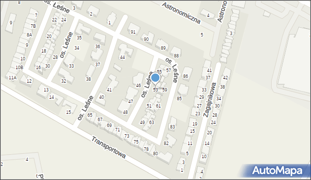 Zalasewo, Osiedle Leśne, 53, mapa Zalasewo