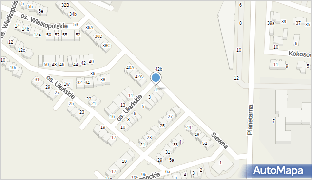 Zalasewo, Osiedle Ułańskie, 1, mapa Zalasewo