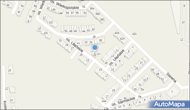 Zalasewo, Osiedle Ułańskie, 21, mapa Zalasewo