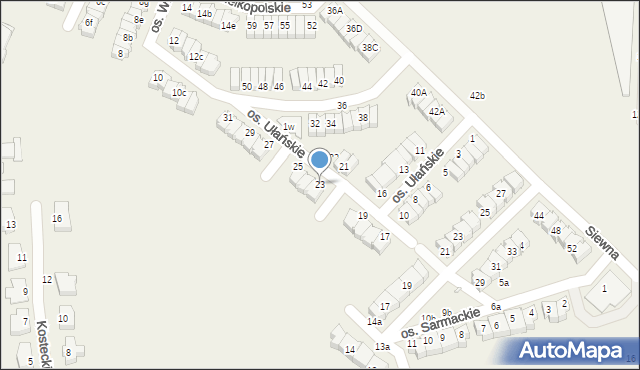 Zalasewo, Osiedle Ułańskie, 23, mapa Zalasewo