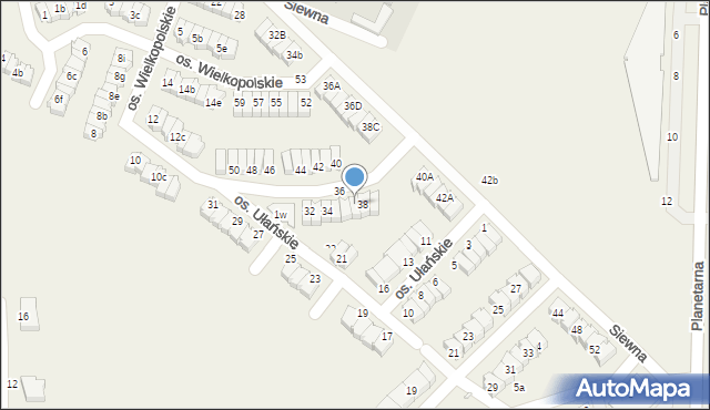 Zalasewo, Osiedle Ułańskie, 37, mapa Zalasewo