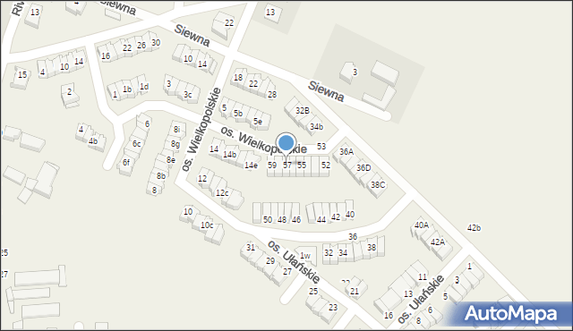 Zalasewo, Osiedle Ułańskie, 57, mapa Zalasewo