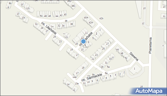 Zalasewo, Osiedle Ułańskie, 9, mapa Zalasewo