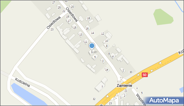 Zamienie, Osiedlowa, 7, mapa Zamienie