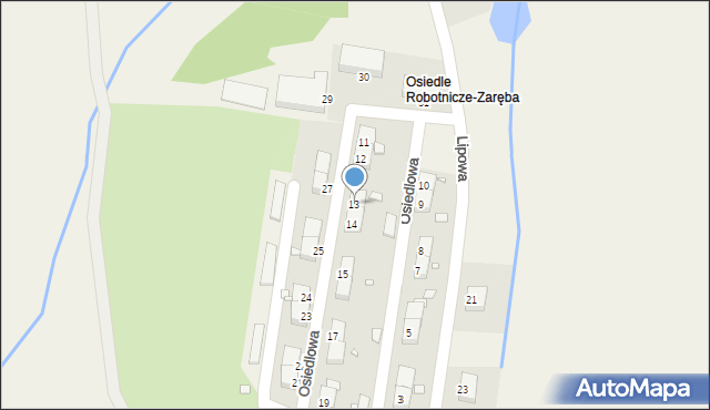 Zaręba, Osiedlowa, 13, mapa Zaręba