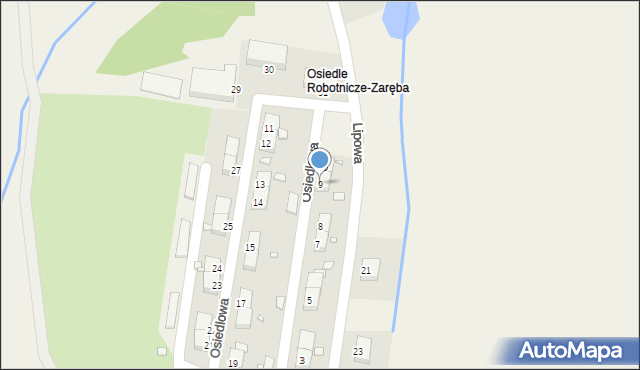 Zaręba, Osiedlowa, 9, mapa Zaręba