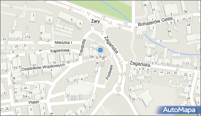 Żary, Osadników Wojskowych, 30, mapa Żary