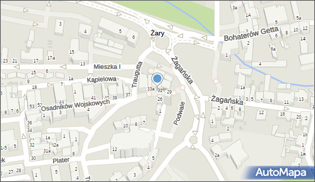 Żary, Osadników Wojskowych, 31/33, mapa Żary