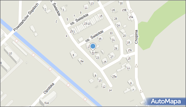 Zawadzkie, Osiedle Świerkle, 21, mapa Zawadzkie