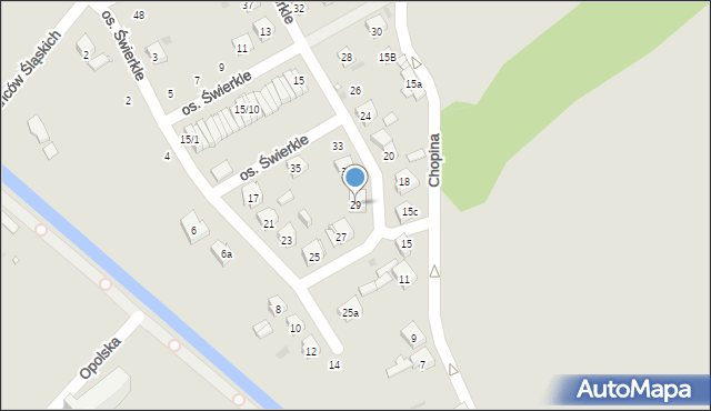 Zawadzkie, Osiedle Świerkle, 29, mapa Zawadzkie