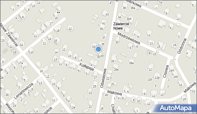 Zawiercie, Oświatowa, 31, mapa Zawiercie