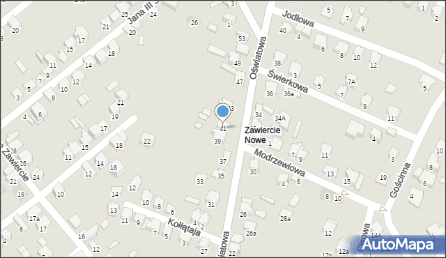 Zawiercie, Oświatowa, 41, mapa Zawiercie