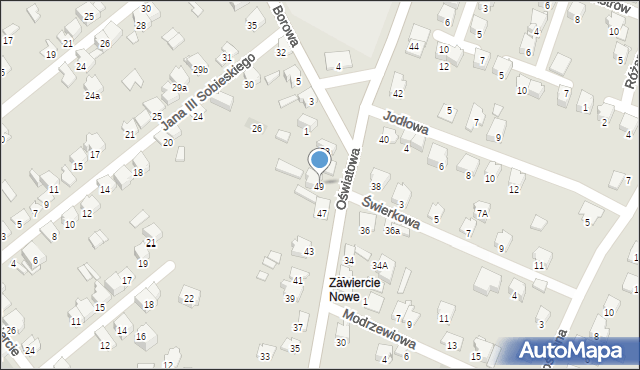 Zawiercie, Oświatowa, 49, mapa Zawiercie