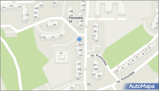 Zielona Góra, Osiedle Pomorskie, 23C, mapa Zielona Góra