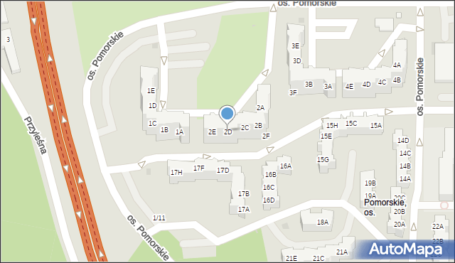 Zielona Góra, Osiedle Pomorskie, 2D, mapa Zielona Góra