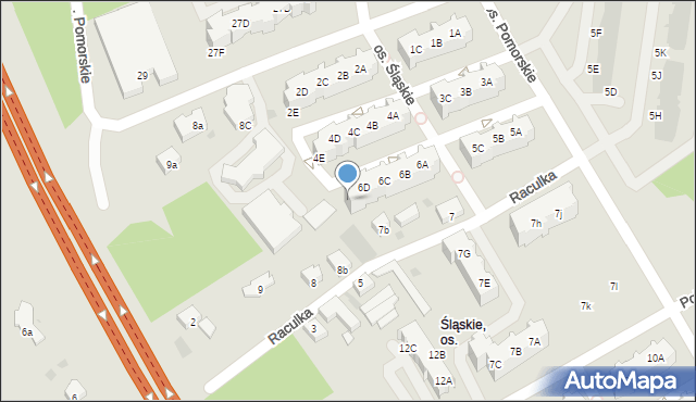 Zielona Góra, Osiedle Śląskie, 6E, mapa Zielona Góra