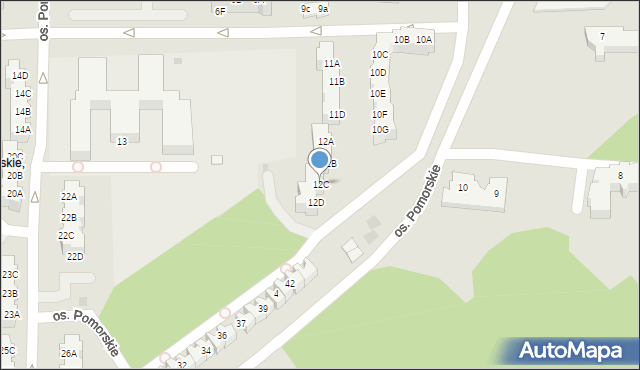 Zielona Góra, Osiedle Pomorskie, 12C, mapa Zielona Góra
