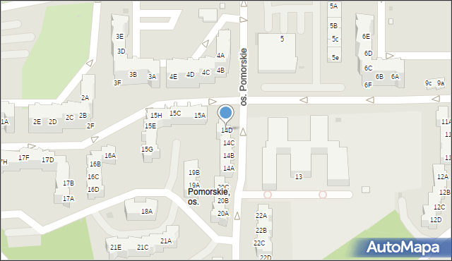 Zielona Góra, Osiedle Pomorskie, 14D, mapa Zielona Góra