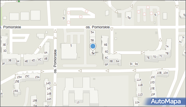 Zielona Góra, Osiedle Pomorskie, 5e, mapa Zielona Góra